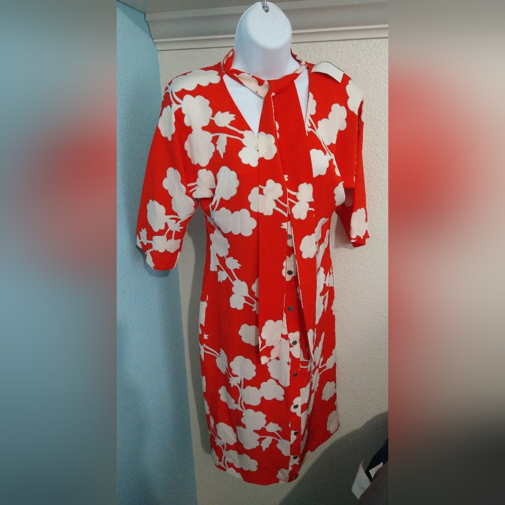 Diane Von Furstenberg Red and White Midi Dress
